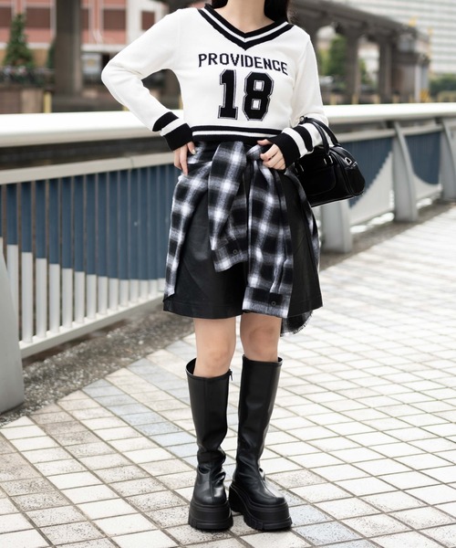 WEGO（ウィゴー）の「WEGO/ナンバリングコンパクトニット（ニット/セーター・レディース・ホワイト/ネイビー・FREE）」の8枚目の写真