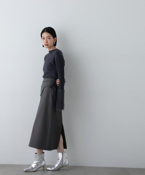 N.（N. Natural Beauty Basic）（エヌエヌナチュラルビューティーベーシック）の「◆フェザーヤーンカフスリブニット（ニット/セーター・レディース・ベージュ/グレー/チャコールグレー・MEDIUM）」の16枚目の写真