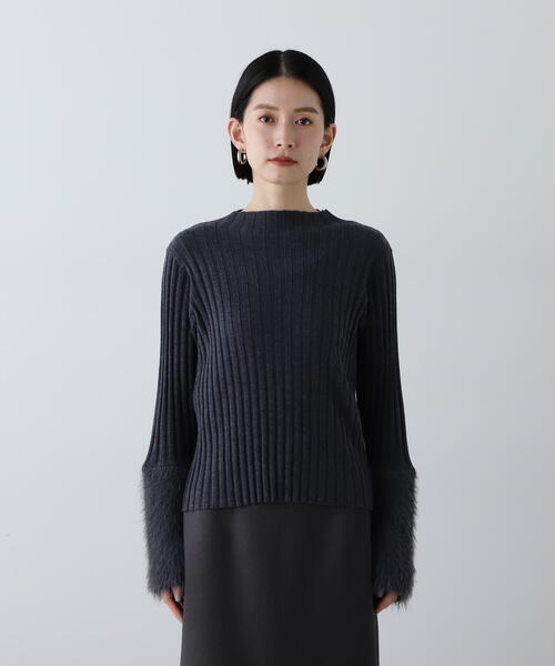 N.（N. Natural Beauty Basic）（エヌエヌナチュラルビューティーベーシック）の「◆フェザーヤーンカフスリブニット（ニット/セーター・レディース・ベージュ/グレー/チャコールグレー・MEDIUM）」の18枚目の写真