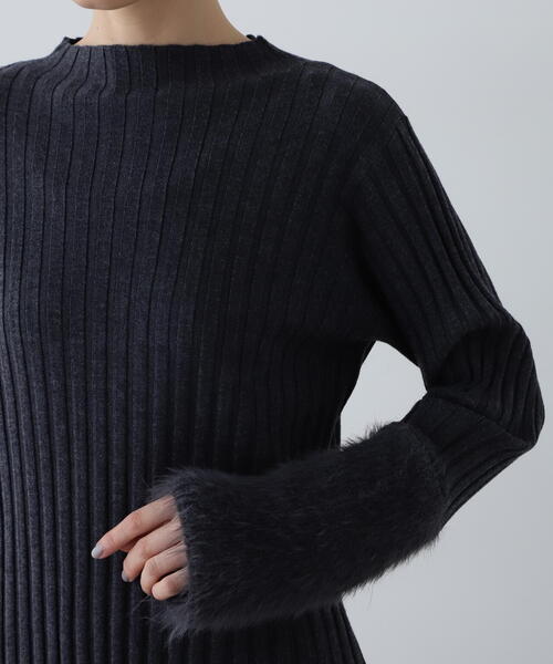 N.（N. Natural Beauty Basic）（エヌエヌナチュラルビューティーベーシック）の「◆フェザーヤーンカフスリブニット（ニット/セーター・レディース・ベージュ/グレー/チャコールグレー・MEDIUM）」の22枚目の写真