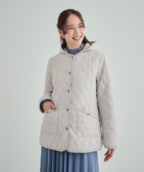 SHOO・LA・RUE（シューラルー）の「【高レビュー/フード取り外し可】大人カジュアルなキルトジャケット（その他アウター・レディース・ブラック/ブラウン系/ベージュ・01/02/03/04）」の4枚目の写真