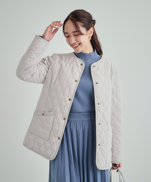 SHOO・LA・RUE（シューラルー）の「【高レビュー/フード取り外し可】大人カジュアルなキルトジャケット（その他アウター・レディース・ブラック/ブラウン系/ベージュ・01/02/03/04）」の8枚目の写真