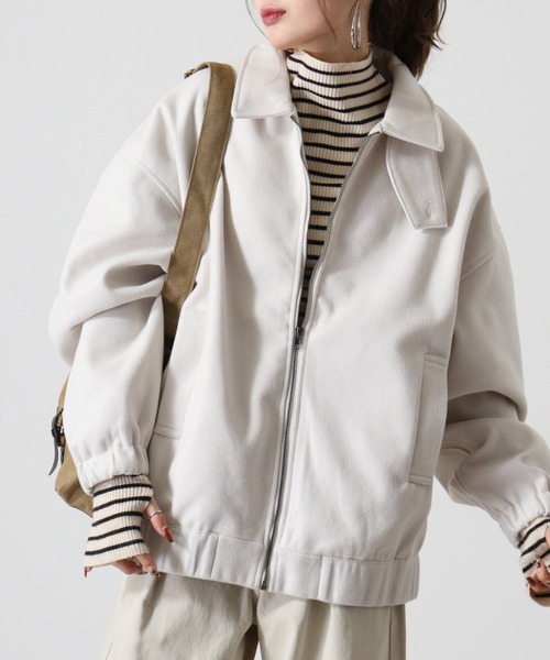 セール】wool-like harrington jacket / ウールライク ハリントン