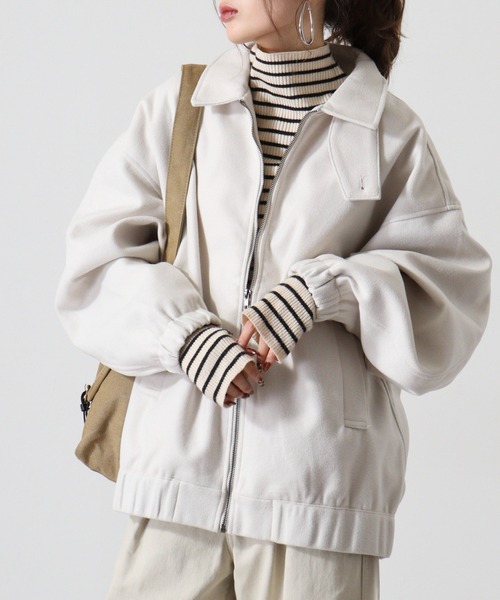 FUNALIVE(ファンアライブ)の「wool-like harrington jacket / ウールライク ハリントンジャケット unisex(ブルゾン・メンズ・ブラック/アイボリー/チャコール/ブラウン/グレー・M/L)」の19枚目の写真
