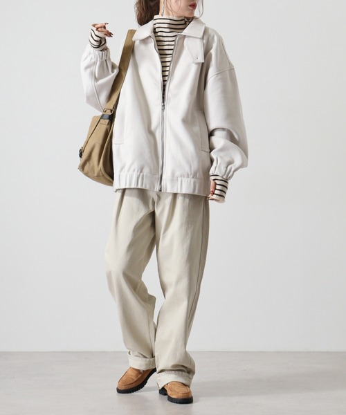 FUNALIVE(ファンアライブ)の「wool-like harrington jacket / ウールライク ハリントンジャケット unisex(ブルゾン・メンズ・ブラック/アイボリー/チャコール/ブラウン/グレー・M/L)」の20枚目の写真