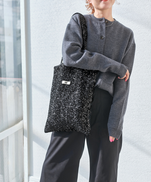Spick & Span（スピックアンドスパン）の「《WEB限定追加》 Uhr / ウーア Spangle Tote Bag（トートバッグ・レディース・ブラック/シルバー・FREE）」の9枚目の写真