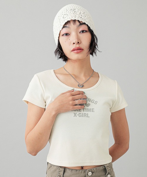 X-girl（エックスガール）の「CROCHET BEANIE（ニットキャップ/ビーニー・レディース・ブラック/ホワイト・ONE SIZE）」の9枚目の写真