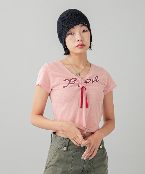 X-girl（エックスガール）の「CROCHET BEANIE（ニットキャップ/ビーニー・レディース・ブラック/ホワイト・ONE SIZE）」の15枚目の写真