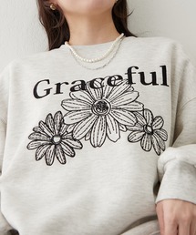 裏起毛フラワー刺繍スウェット