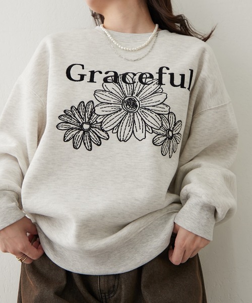 裏起毛ﾌﾗﾜｰ刺繍ｽｳｪｯﾄ（スウェット）｜continuer de NICE CLAUP