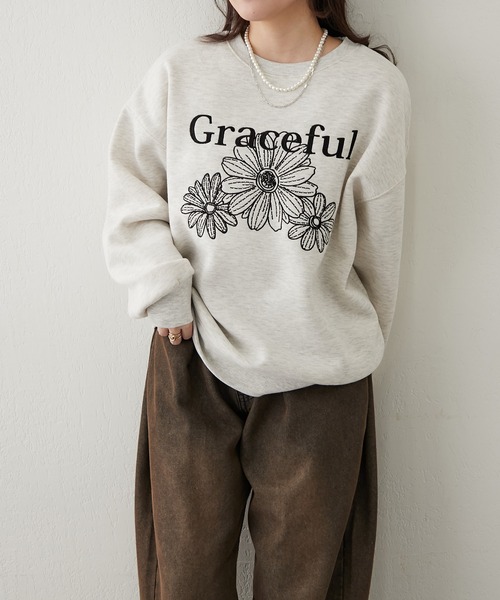 裏起毛ﾌﾗﾜｰ刺繍ｽｳｪｯﾄ（スウェット）｜continuer de NICE CLAUP