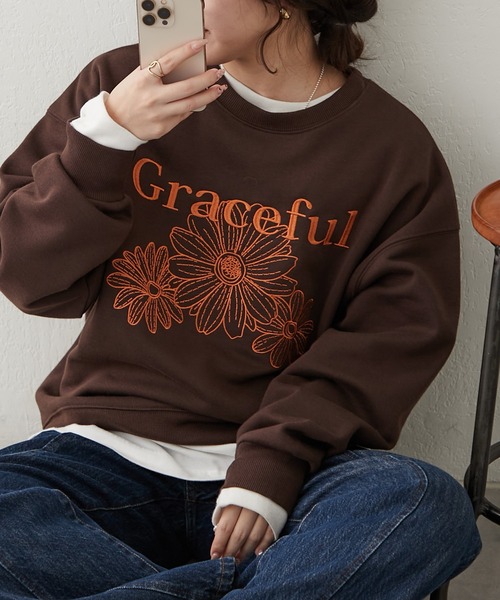 裏起毛ﾌﾗﾜｰ刺繍ｽｳｪｯﾄ（スウェット）｜continuer de NICE CLAUP