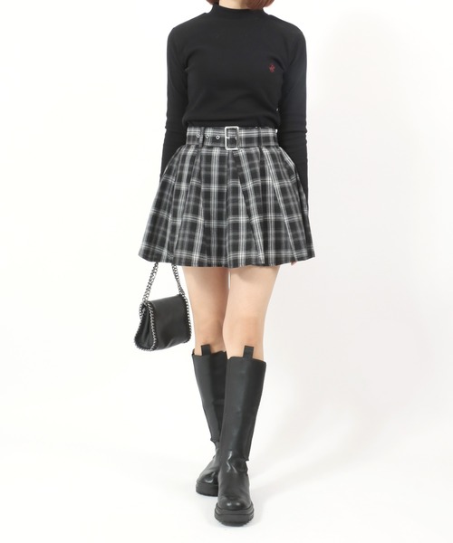 セール】タータンチェック柄ベルト付ミニスカート レディース/イン