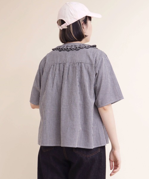 didizizi（ディディジジ）の「ネコカットワークレースフリルBL（シャツ/ブラウス・レディース・チェック/ホワイト/ブラック・FREE）」の11枚目の写真