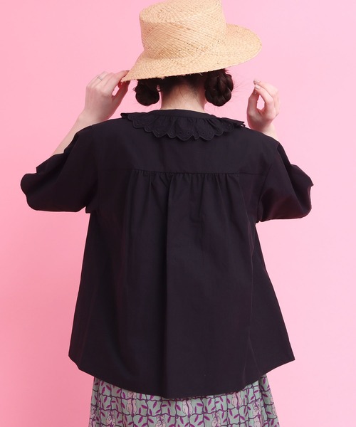 didizizi（ディディジジ）の「ネコカットワークレースフリルBL（シャツ/ブラウス・レディース・チェック/ホワイト/ブラック・FREE）」の16枚目の写真