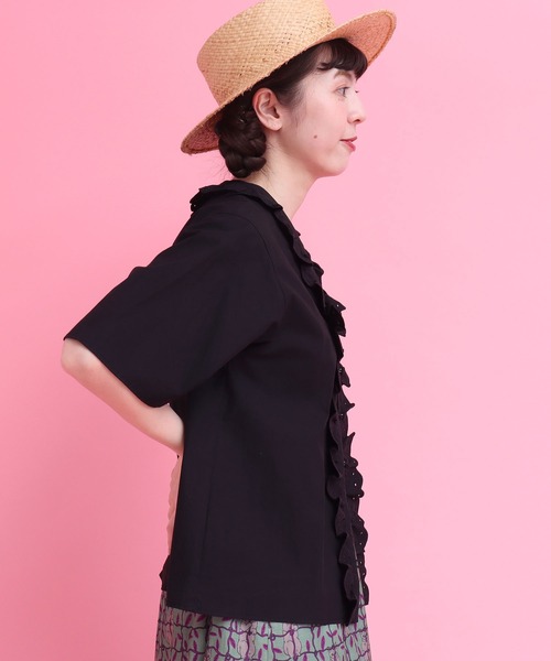 didizizi（ディディジジ）の「ネコカットワークレースフリルBL（シャツ/ブラウス・レディース・チェック/ホワイト/ブラック・FREE）」の17枚目の写真