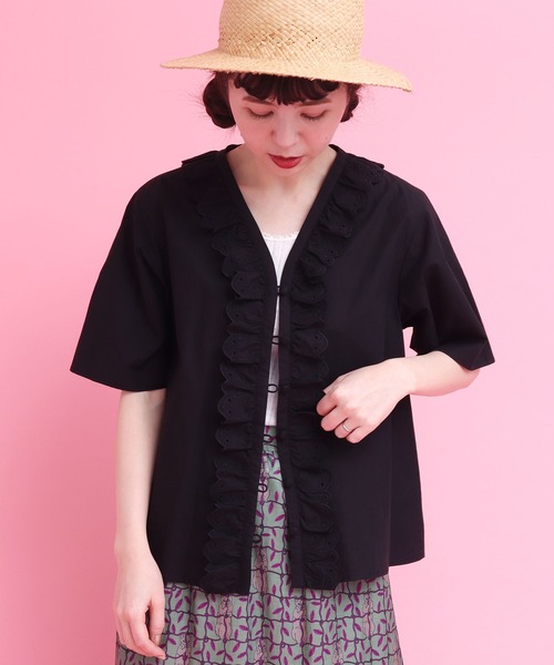 didizizi（ディディジジ）の「ネコカットワークレースフリルBL（シャツ/ブラウス・レディース・チェック/ホワイト/ブラック・FREE）」の18枚目の写真