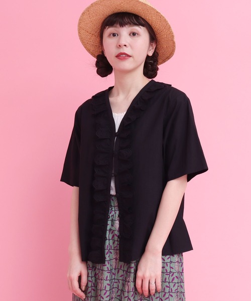 didizizi（ディディジジ）の「ネコカットワークレースフリルBL（シャツ/ブラウス・レディース・チェック/ホワイト/ブラック・FREE）」の20枚目の写真