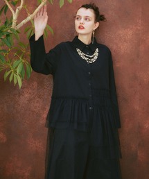 manana suerte | アシンメトリーチュールレースシャツ(シャツ/ブラウス)