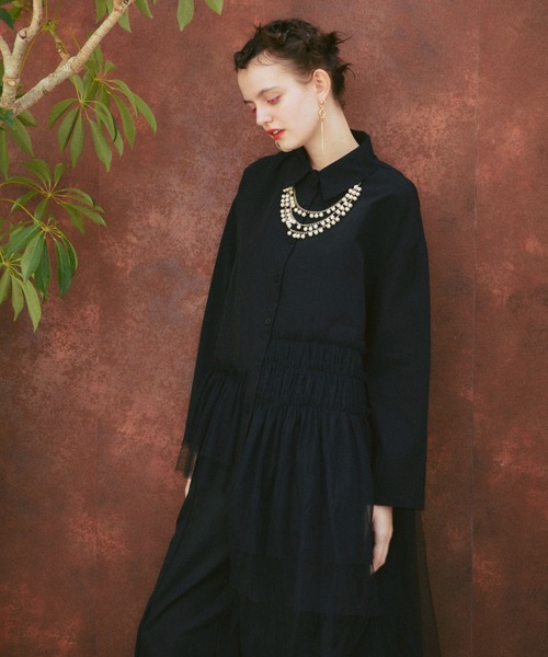 manana suerte（マニャーナスエルテ）の「アシンメトリーチュールレースシャツ（シャツ/ブラウス・レディース・ホワイト/ブラック・FREE）」の17枚目の写真