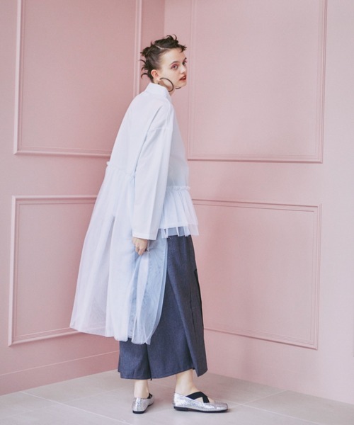 manana suerte（マニャーナスエルテ）の「アシンメトリーチュールレースシャツ（シャツ/ブラウス・レディース・ホワイト/ブラック・FREE）」の14枚目の写真