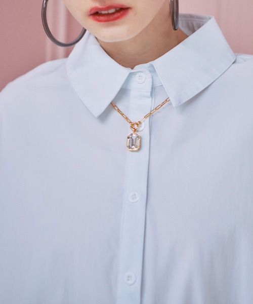 manana suerte（マニャーナスエルテ）の「アシンメトリーチュールレースシャツ（シャツ/ブラウス・レディース・ホワイト/ブラック・FREE）」の7枚目の写真