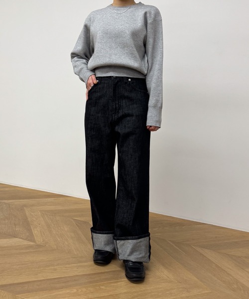 ロールアップハイウエストデニムパンツ（デニムパンツ）｜CANAL JEAN（キャナルジーン）