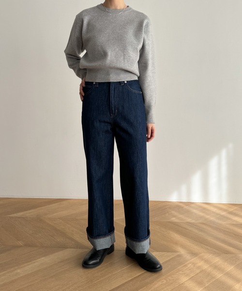 ロールアップハイウエストデニムパンツ（デニムパンツ）｜CANAL JEAN（キャナルジーン）