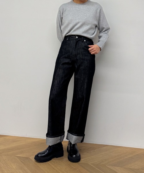 ロールアップハイウエストデニムパンツ（デニムパンツ）｜CANAL JEAN（キャナルジーン）