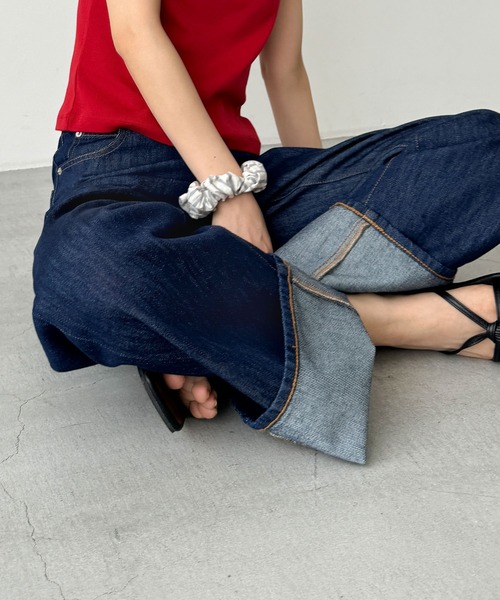 CANAL JEAN ロールアップハイウエストデニムパンツ　Lサイズ ロールアップハイウエストデニムパンツ（デニムパンツ）｜CANAL