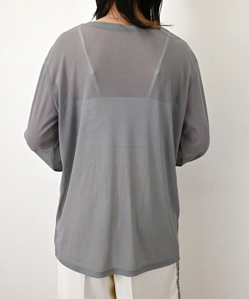 STYLEBLOCK（スタイルブロック）の「メタリックカットソーオーバーサイズロンT（Tシャツ/カットソー・レディース・ラベンダー/グレー/ライトブルー/ブラック/アイボリー/レッド/ホワイト・M）」の11枚目の写真