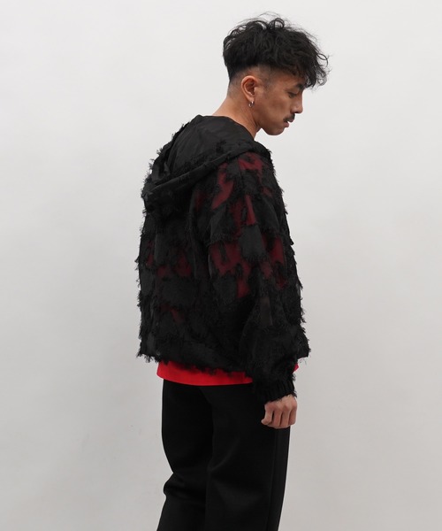 Aphlotus(アプロタス)の「フリンジジャガード レースアップ シアー プルパーカー(パーカー・メンズ・ブラック/アイボリー・SMALL/MEDIUM/LARGE)」の20枚目の写真
