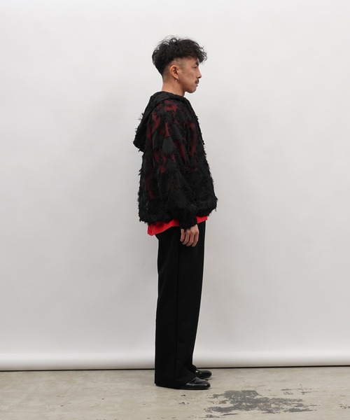 Aphlotus(アプロタス)の「フリンジジャガード レースアップ シアー プルパーカー(パーカー・メンズ・ブラック/アイボリー・SMALL/MEDIUM/LARGE)」の22枚目の写真
