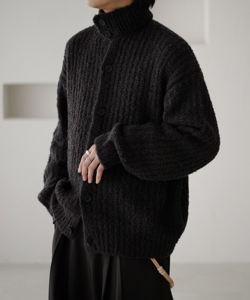 ENNOY エンノイ ブラック カーディガン 厚手 美品 ENNOY(エンノイ) Vネックニットカーディガン button cardigan ボタン