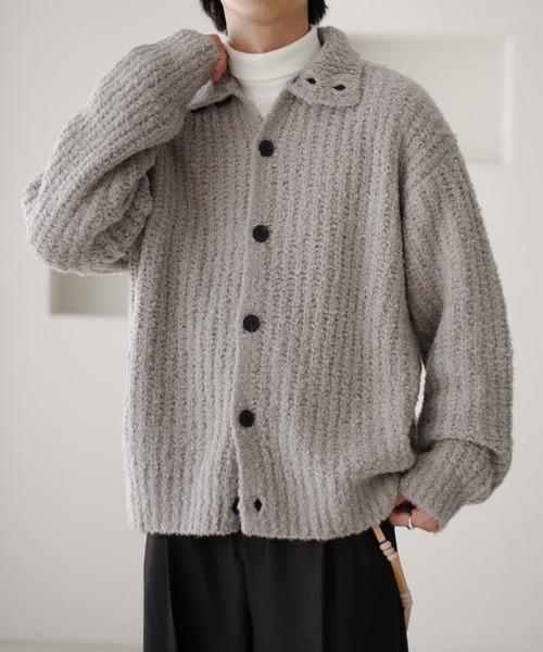 epnok(エプノック)の「スタンドネックニットカーデ(ニット/セーター・メンズ・グレー/ブラック・SMALL/MEDIUM/LARGE)」の3枚目の写真