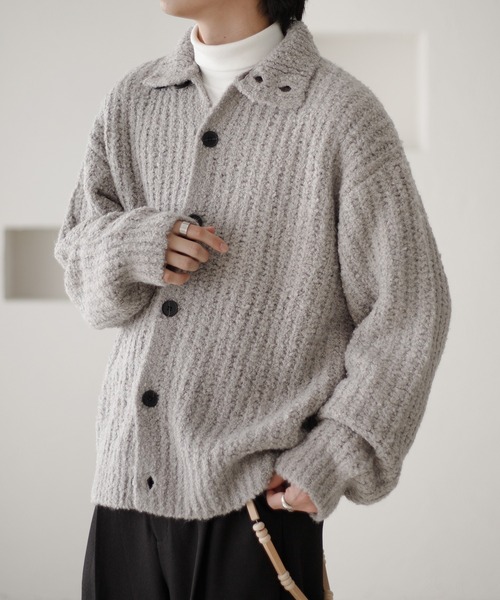 epnok(エプノック)の「スタンドネックニットカーデ(ニット/セーター・メンズ・グレー/ブラック・SMALL/MEDIUM/LARGE)」の4枚目の写真