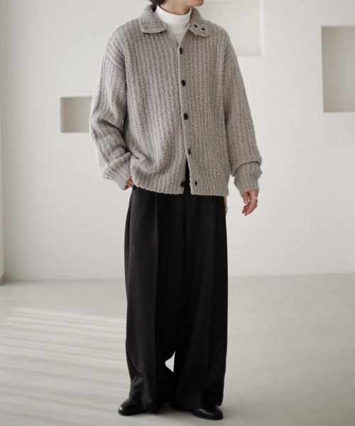 epnok(エプノック)の「スタンドネックニットカーデ(ニット/セーター・メンズ・グレー/ブラック・SMALL/MEDIUM/LARGE)」の7枚目の写真