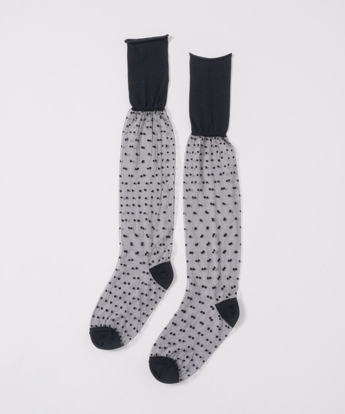 J1U by LA BELLE ETUDE（ジユウバイラベルエチュード）の「シアードットハイソックス（ソックス/靴下・レディース・ホワイト/ライトパープル/ブラック・FREE）」の16枚目の写真