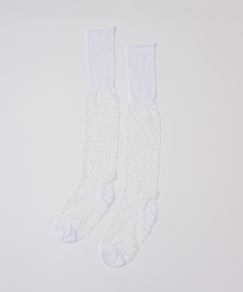 J1U by LA BELLE ETUDE（ジユウバイラベルエチュード）の「シアードットハイソックス（ソックス/靴下・レディース・ホワイト/ライトパープル/ブラック・FREE）」の15枚目の写真
