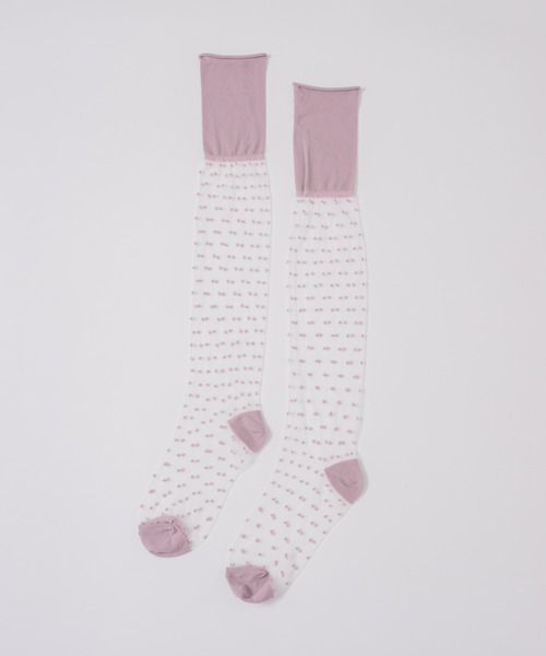 J1U by LA BELLE ETUDE（ジユウバイラベルエチュード）の「シアードットハイソックス（ソックス/靴下・レディース・ホワイト/ライトパープル/ブラック・FREE）」の14枚目の写真