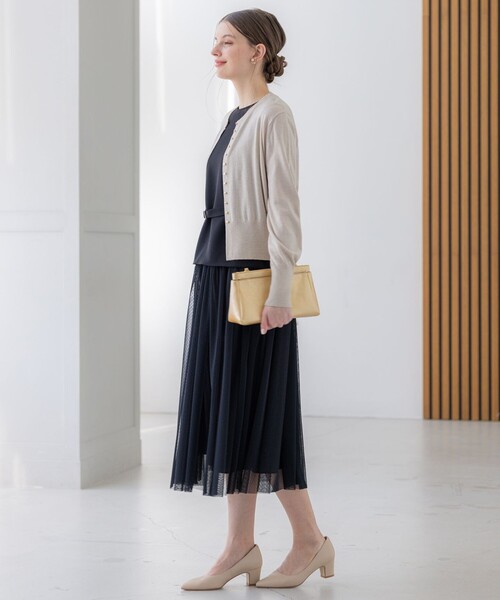 APPLAUDIR】クリアジョーゼット ドットチュールコンビ ドレス（ドレス