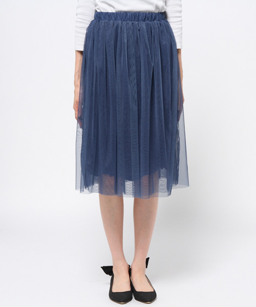 earth music&ecology（アースミュージックアンドエコロジー）の「デニムライクチュールミディスカート（スカート・レディース・インディゴブルー・FREE）」の4枚目の写真