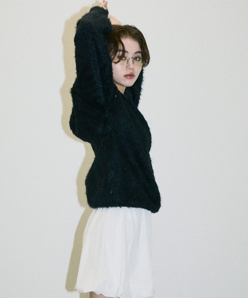 Clum(クルム)の「half zip mohair like over size knit / ハーフジップモヘアライクオーバーサイズニット(スウェット・レディース・ピンク/ホワイト/ブラック・SMALL/MEDIUM)」の5枚目の写真