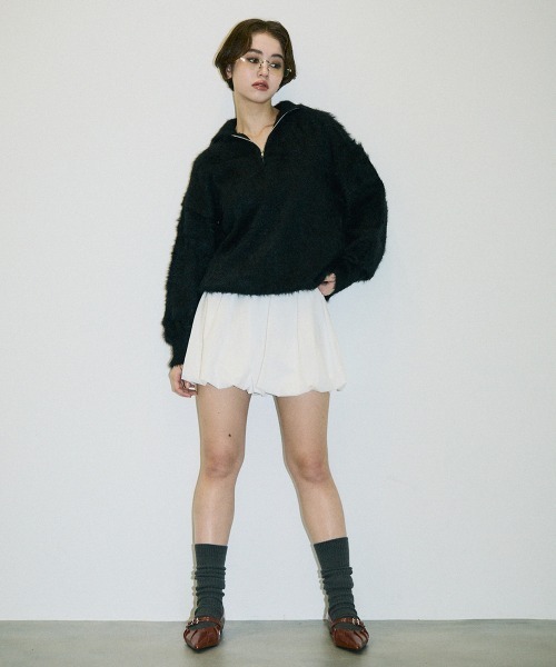 Clum(クルム)の「half zip mohair like over size knit / ハーフジップモヘアライクオーバーサイズニット(スウェット・レディース・ピンク/ホワイト/ブラック・SMALL/MEDIUM)」の7枚目の写真