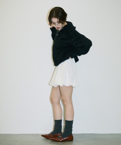 Clum(クルム)の「half zip mohair like over size knit / ハーフジップモヘアライクオーバーサイズニット(スウェット・レディース・ピンク/ホワイト/ブラック・SMALL/MEDIUM)」の11枚目の写真