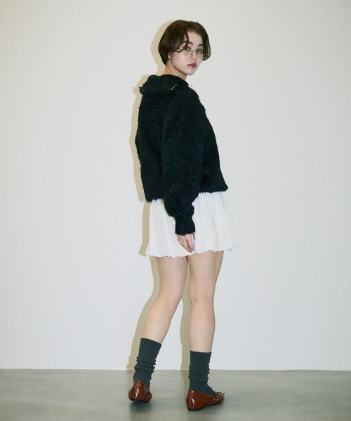 Clum(クルム)の「half zip mohair like over size knit / ハーフジップモヘアライクオーバーサイズニット(スウェット・レディース・ピンク/ホワイト/ブラック・SMALL/MEDIUM)」の12枚目の写真