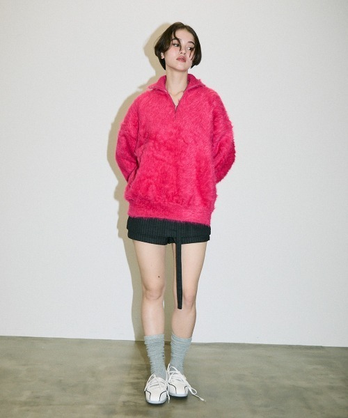 Clum(クルム)の「half zip mohair like over size knit / ハーフジップモヘアライクオーバーサイズニット(スウェット・レディース・ピンク/ホワイト/ブラック・SMALL/MEDIUM)」の19枚目の写真
