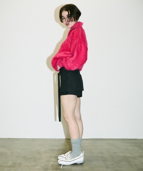 Clum(クルム)の「half zip mohair like over size knit / ハーフジップモヘアライクオーバーサイズニット(スウェット・レディース・ピンク/ホワイト/ブラック・SMALL/MEDIUM)」の20枚目の写真
