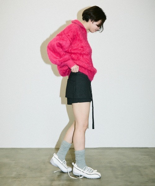 Clum(クルム)の「half zip mohair like over size knit / ハーフジップモヘアライクオーバーサイズニット(スウェット・レディース・ピンク/ホワイト/ブラック・SMALL/MEDIUM)」の21枚目の写真