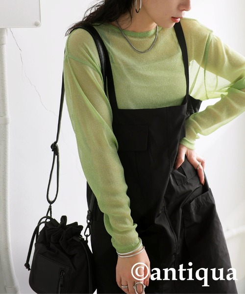 antiqua（アンティカ）の「シアーグリッタートップス（Tシャツ/カットソー・レディース・ライトグレー/グリーン系その他/ベージュ・R/P）」の9枚目の写真